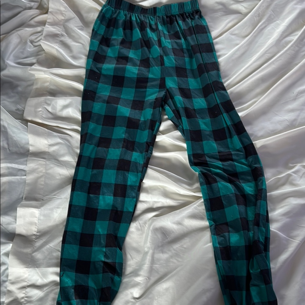 Plaid Pajama Pants - Green and Black
